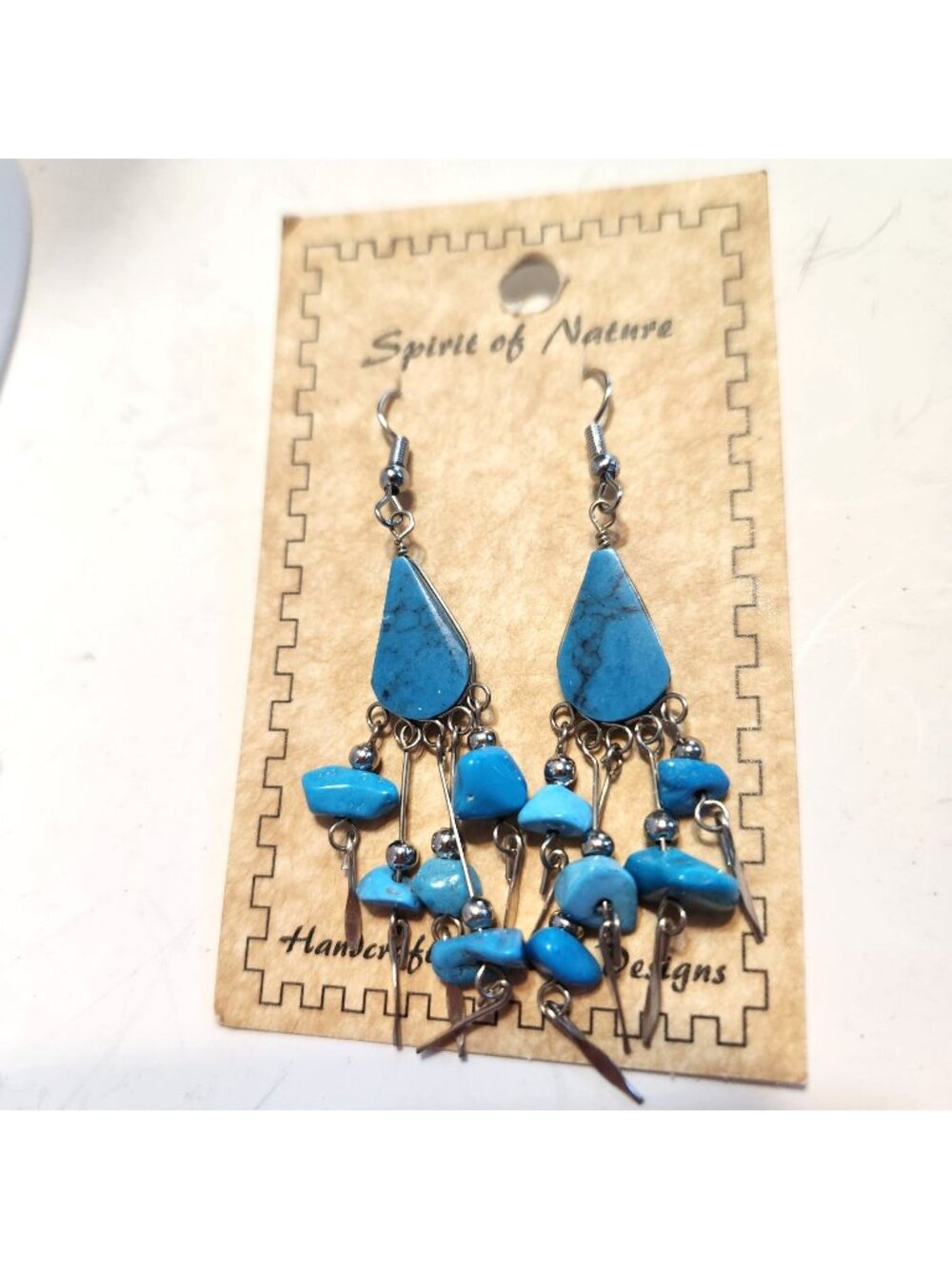 Spirit of Nature Southwestern Native Style Blue Earrings Handcrafted Stone